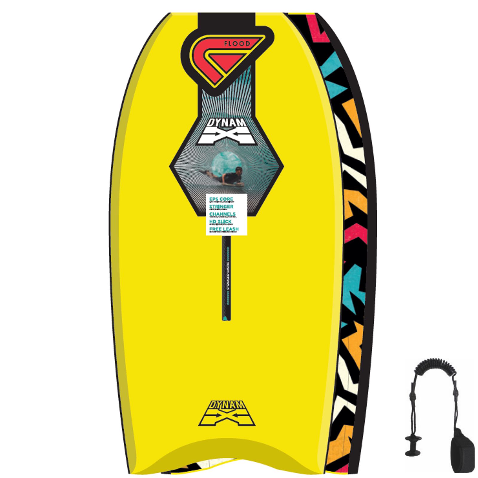 FLOOD Bodyboard Dynamx Stringer 41 Gelb Tribal