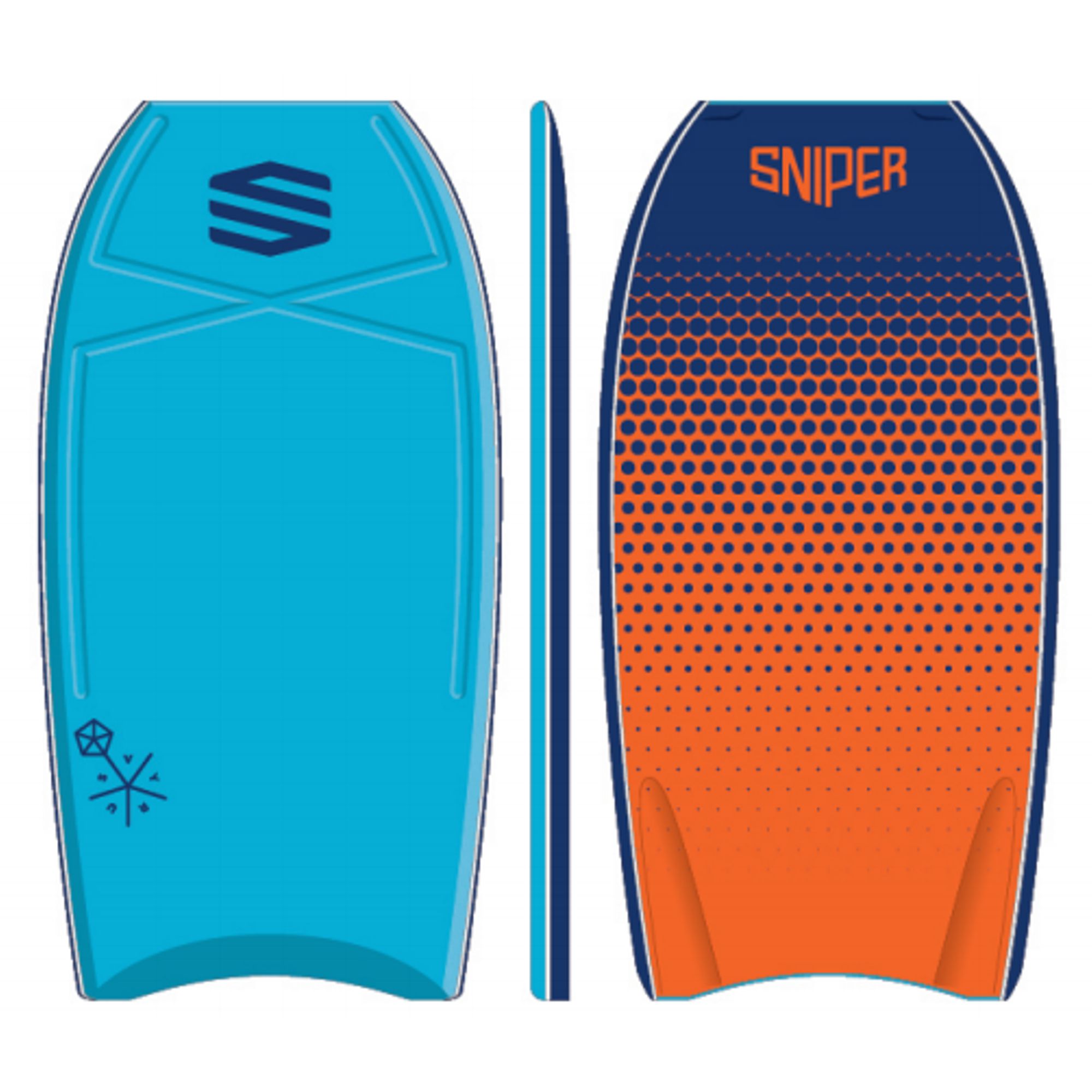 SNIPER Bodyboard Vyrus PE 42 Dots Blau Orange